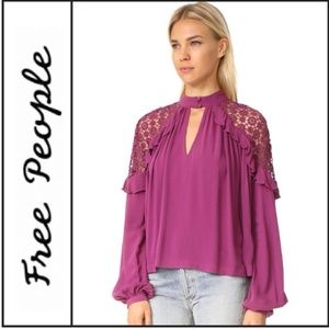 Free people little bit of love crochet blouse
